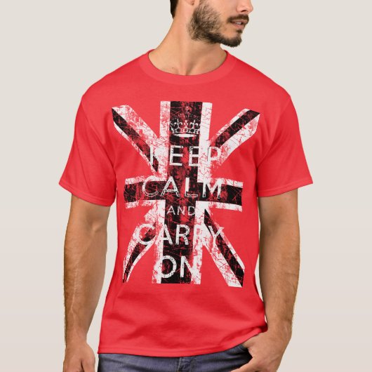 動揺してKEEP CALM AND CARRY ON英国国旗 Tシャツ (正面)