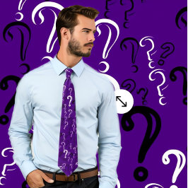 動揺してQuestion Mark Tie – 白、黒、藍 ネクタイ