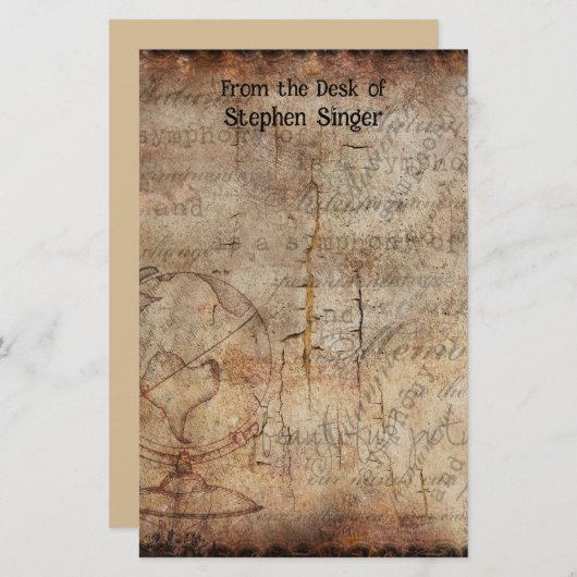 動揺してSteampunk Globe Travel Journal 便箋 (正面/裏面)