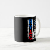 動揺してUSA HVAC誇りを持った Tech AmericanフラグHVAC コーヒーマグカップ (正面右)