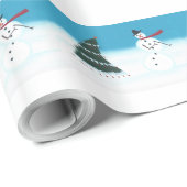 動揺のクリスマスツリーの雪の人の包装紙 ラッピングペーパー (ロールコーナー)