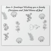 動植物に対する海岸沿いのクリスマスの挨拶 ラッピングペーパー (フラット)