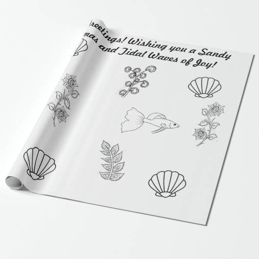 動植物に対する海岸沿いのクリスマスの挨拶 ラッピングペーパー (アンロールド)