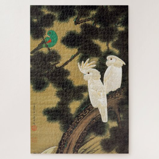 動植綵絵(12)老松鸚鵡図, 伊藤若冲 ジグソーパズル (縦)