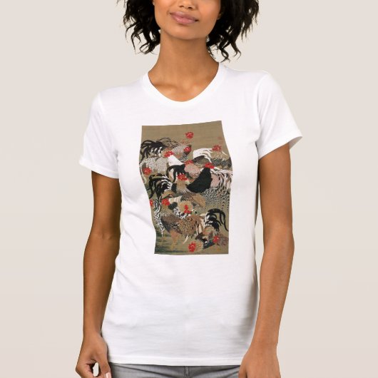 動植綵絵(20)の群鶏図、伊藤若冲 Tシャツ (正面)
