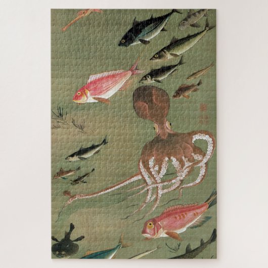 動植綵絵(27)諸魚図, 伊藤若冲 ジグソーパズル (縦)