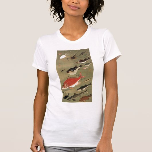 動植綵絵(28)群魚図, 伊藤若冲 Tシャツ (正面)