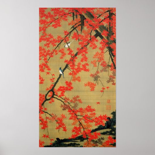 動植綵絵(30)紅葉小禽図, 伊藤若冲 ポスター (正面)