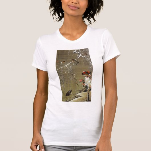 動植綵絵(3)雪中鴛鴦図, 伊藤若冲 Tシャツ (正面)