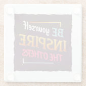 動機はっきりした感動的引用文デザイン ガラスコースター (裏面)