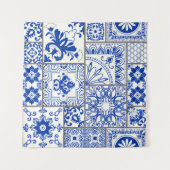 動機付きのシームレスなパッチワビクトリアンークタイル。麻 タペストリー (正面(横))