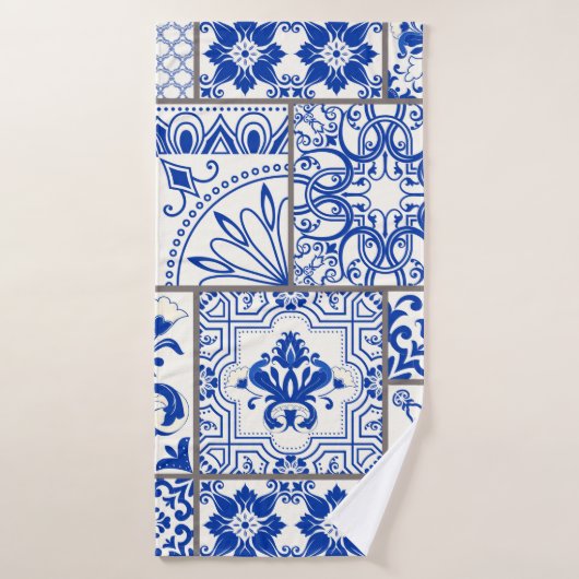 動機付きのシームレスなパッチワビクトリアンークタイル。麻 バスタオル (バスタオル)