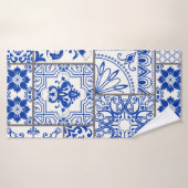 動機付きのシームレスなパッチワビクトリアンークタイル。麻 バスタオル (バスタオル)