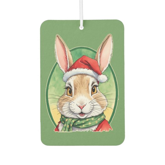 動物おもしろいのクリスマスのお気に入り – ウサギ5 カーエアーフレッシュナー (正面)