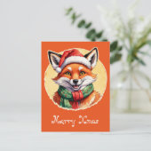 動物おもしろいのクリスマスのお気に入り – キツネ1 ポストカード (スタンド正面)