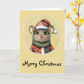 動物おもしろいのクリスマスのお気に入り – マウス1 カード (黄色い花)