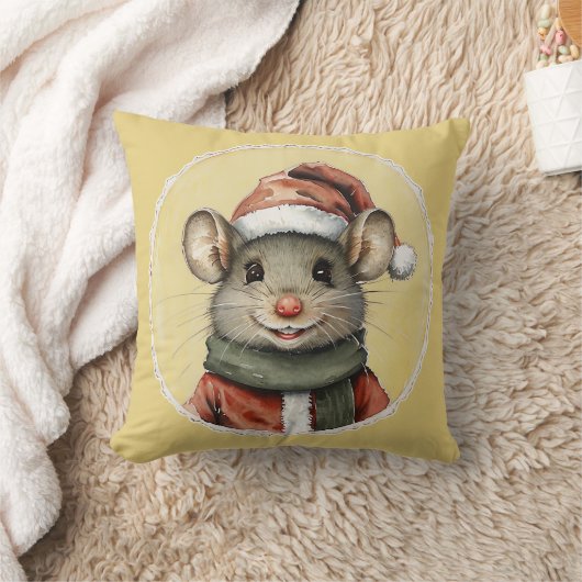 動物おもしろいのクリスマスのお気に入り – マウス1 クッション (ブランケット)