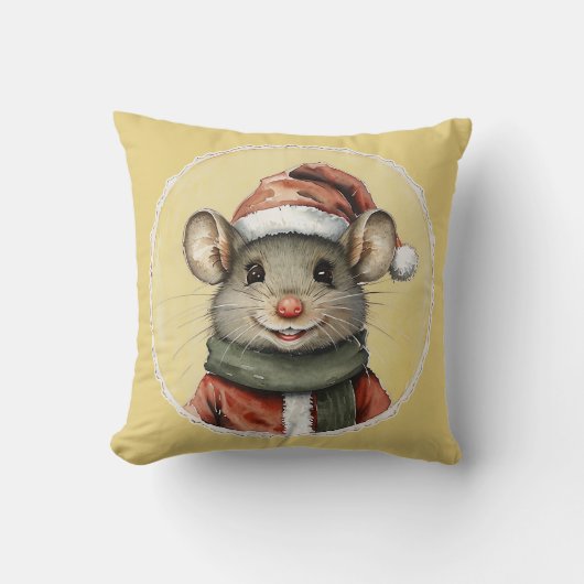 動物おもしろいのクリスマスのお気に入り – マウス1 クッション (正面)