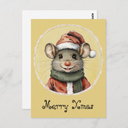 動物おもしろいのクリスマスのお気に入り – マウス1 ポストカード (正面/裏面)
