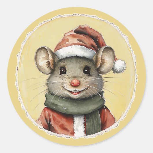 動物おもしろいのクリスマスのお気に入り – マウス1 ラウンドシール (正面)