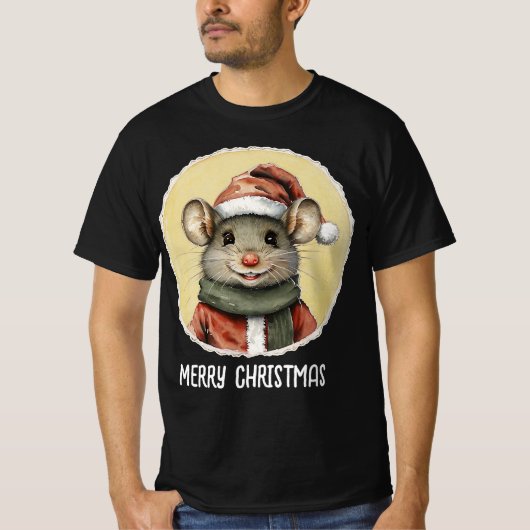 動物おもしろいのクリスマスのお気に入り – マウス1 Tシャツ (正面)