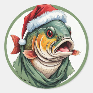 動物おもしろいのクリスマスのお気に入り – Carp 1 ラウンドシール