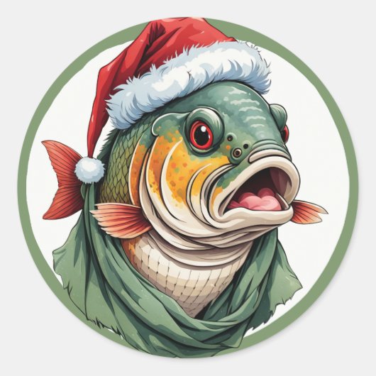 動物おもしろいのクリスマスのお気に入り – Carp 1 ラウンドシール (正面)