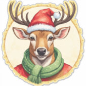 動物おもしろいのクリスマスのお気に入り – Deer 2 シール (正面)