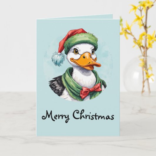 動物おもしろいのクリスマスのお気に入り – Duck 2 カード (黄色い花)