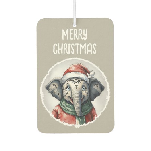 動物おもしろいのクリスマスのお気に入り – Elephant 2 カーエアーフレッシュナー (正面)