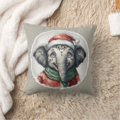 動物おもしろいのクリスマスのお気に入り – Elephant 2 クッション (ブランケット)