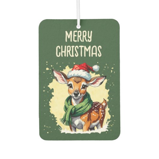 動物おもしろいのクリスマスのお気に入り – Fawn 1 カーエアーフレッシュナー (正面)