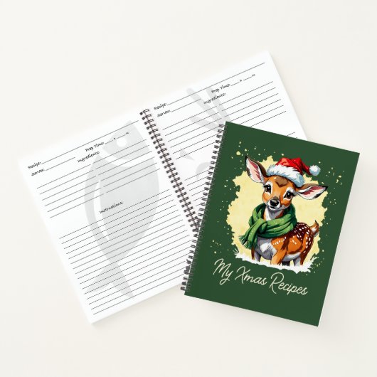 動物おもしろいのクリスマスのお気に入り – Fawn 1 ノートブック (内部)