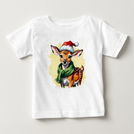 動物おもしろいのクリスマスのお気に入り – Fawn 1 ベビーTシャツ (正面)