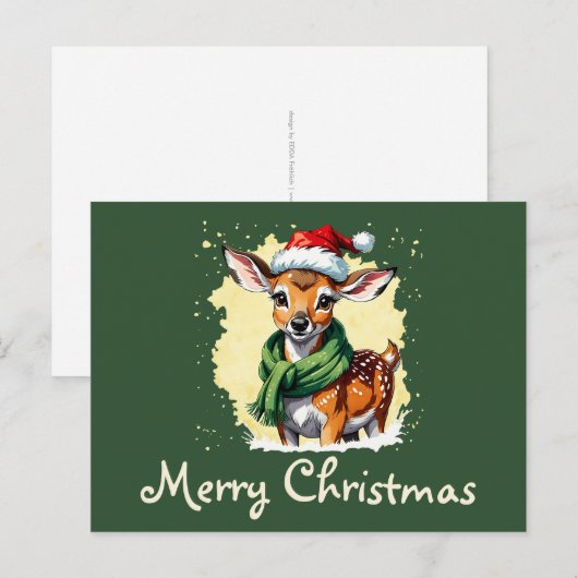 動物おもしろいのクリスマスのお気に入り – Fawn 1 ポストカード (正面/裏面)