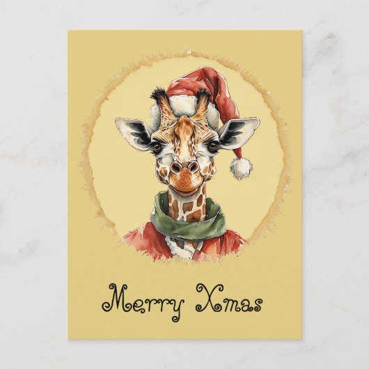 動物おもしろいのクリスマスのお気に入り – Giraffe 1 ポストカード (正面)