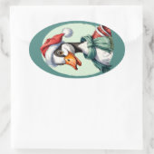 動物おもしろいのクリスマスのお気に入り – Goose 3 楕円形シール (バッグ)