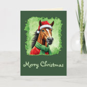 動物おもしろいのクリスマスのお気に入り – Horse 6 カード (正面)