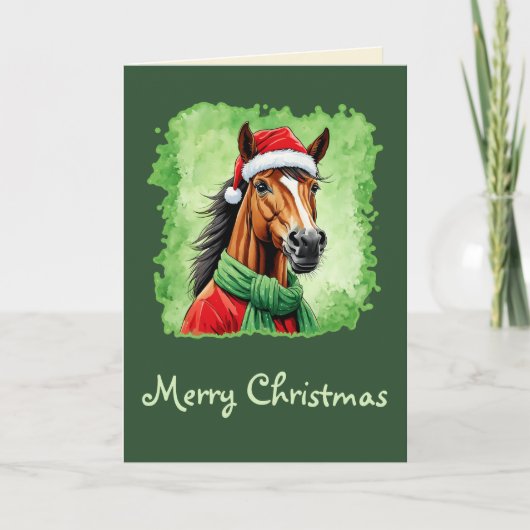 動物おもしろいのクリスマスのお気に入り – Horse 6 カード (正面)