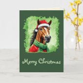 動物おもしろいのクリスマスのお気に入り – Horse 6 カード (黄色い花)