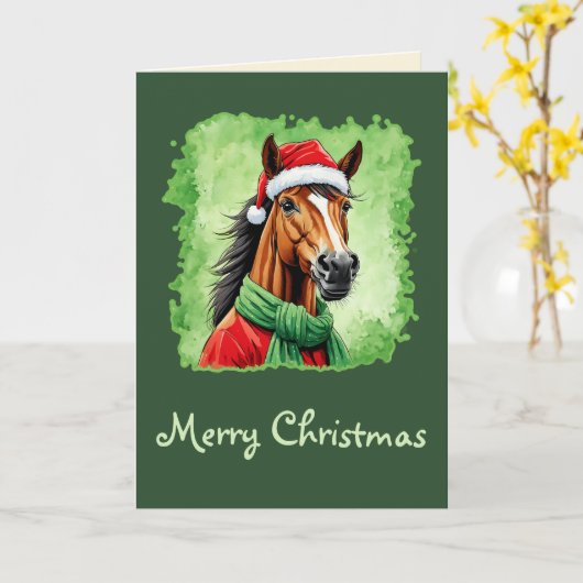 動物おもしろいのクリスマスのお気に入り – Horse 6 カード (黄色い花)
