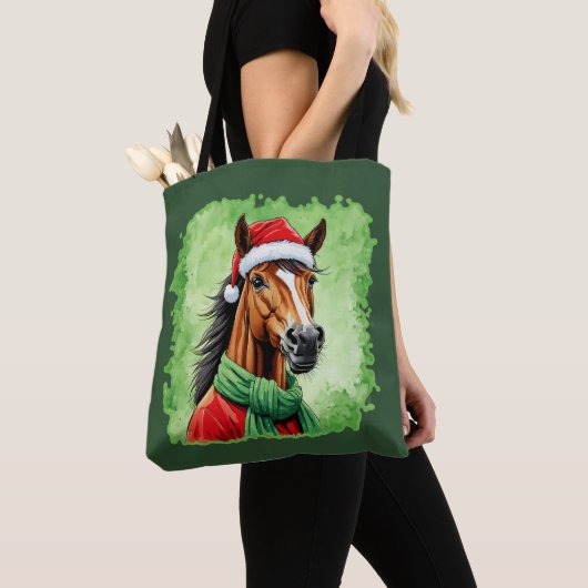動物おもしろいのクリスマスのお気に入り – Horse 6 トートバッグ (クローズアップ)