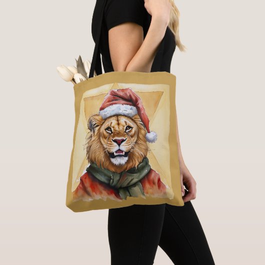 動物おもしろいのクリスマスのお気に入り – Lion 1 トートバッグ (クローズアップ)