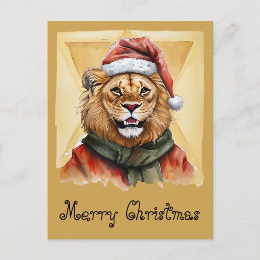 動物おもしろいのクリスマスのお気に入り – Lion 1 ポストカード (正面)