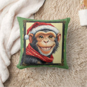 動物おもしろいのクリスマスのお気に入り – Monkey 2 クッション (ブランケット)