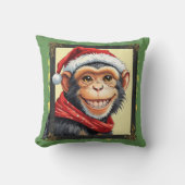 動物おもしろいのクリスマスのお気に入り – Monkey 2 クッション (正面)