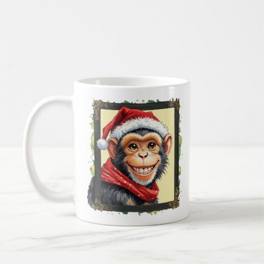 動物おもしろいのクリスマスのお気に入り – Monkey 2 コーヒーマグカップ (左)