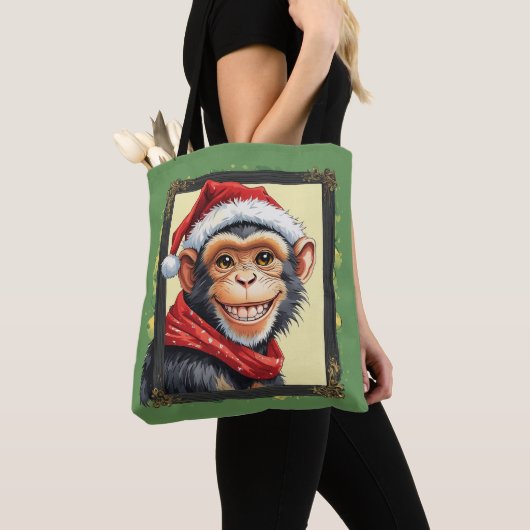 動物おもしろいのクリスマスのお気に入り – Monkey 2 トートバッグ (クローズアップ)