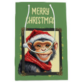 動物おもしろいのクリスマスのお気に入り – Monkey 2 ミディアムペーパーバッグ (正面)