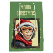 動物おもしろいのクリスマスのお気に入り – Monkey 2 ミディアムペーパーバッグ (裏面)